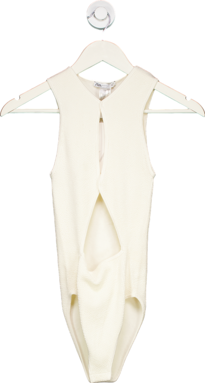 ZARA White Sleeveless Bodysuit UK XS