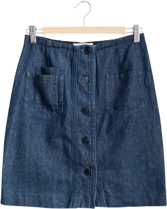 SANDRO PARIS Blue Denim Button Through Mini Skirt UK 8