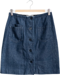 SANDRO PARIS Blue Denim Button Through Mini Skirt UK 8