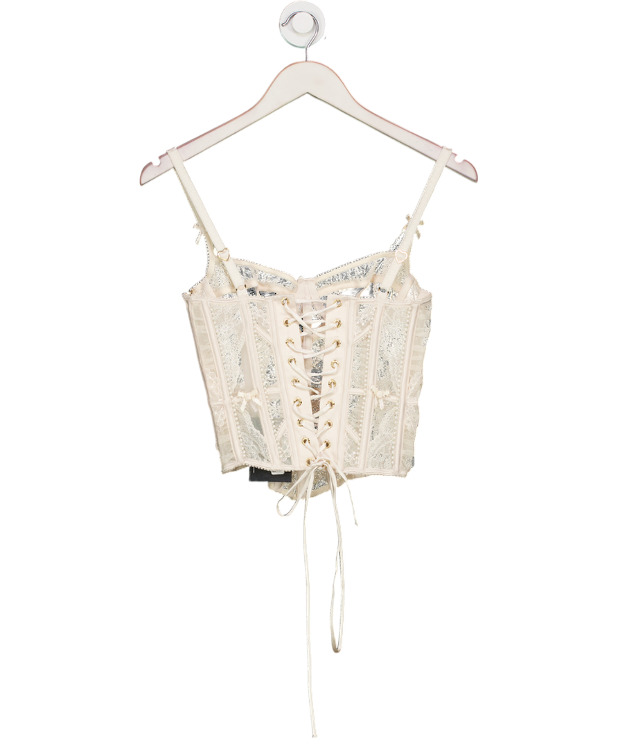 Lounge Underwear Cream Christina Pearl Embellished Corset Top UK XS
