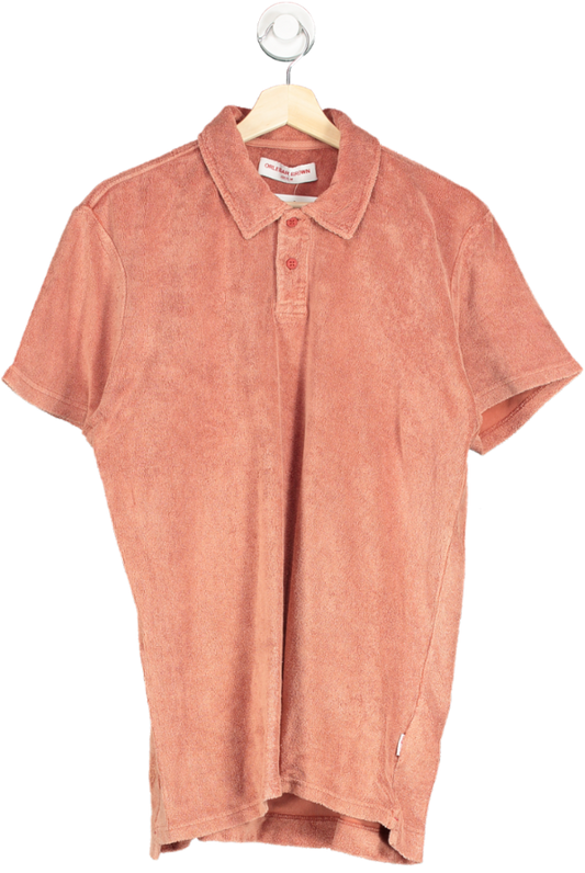 Orlebar Brown Orange Terry Towelling Polo Shirt UK M