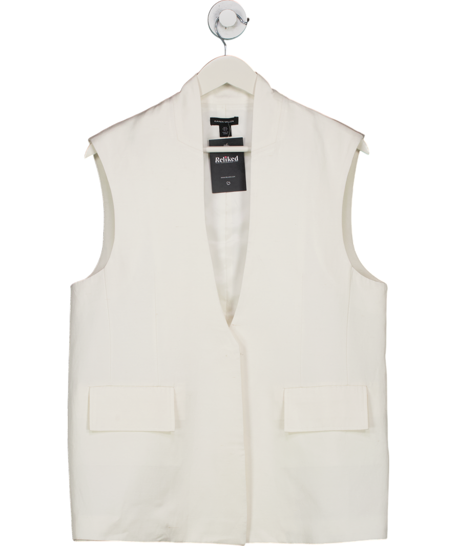 Karen Millen Cream Viscose Linen Tailored Vest UK 8