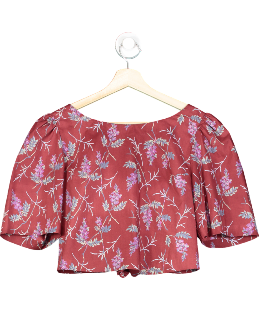 Rebecca Taylor Red Floral Knot Back Top UK S