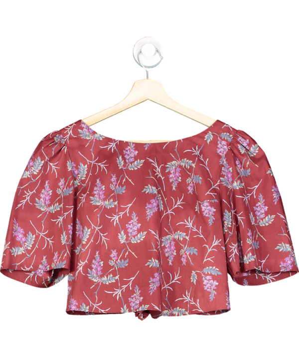 Rebecca Taylor Red Floral Knot Back Top UK S