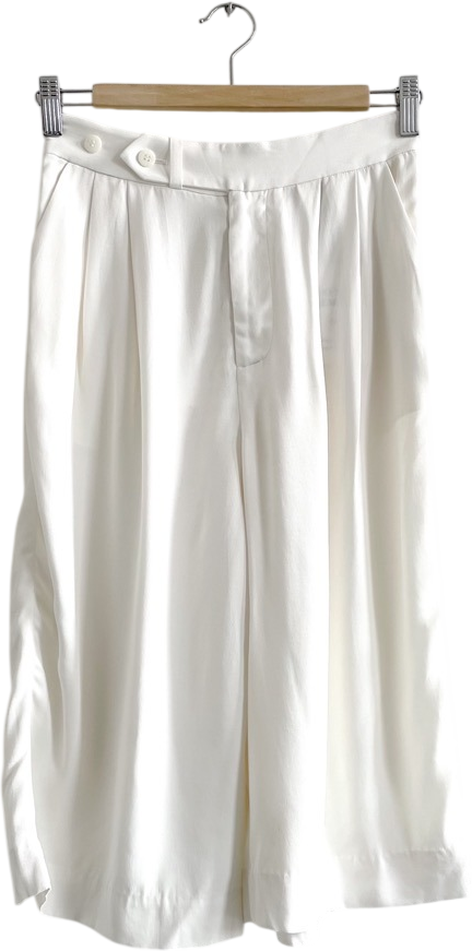 & Other Stories Ivory Cream Pleated Long Length Shorts UK 8