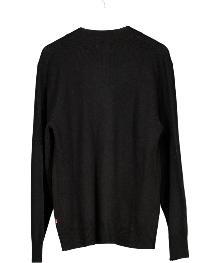 levis Black Richmond Wool Blend Cardigan With Pockets UK M