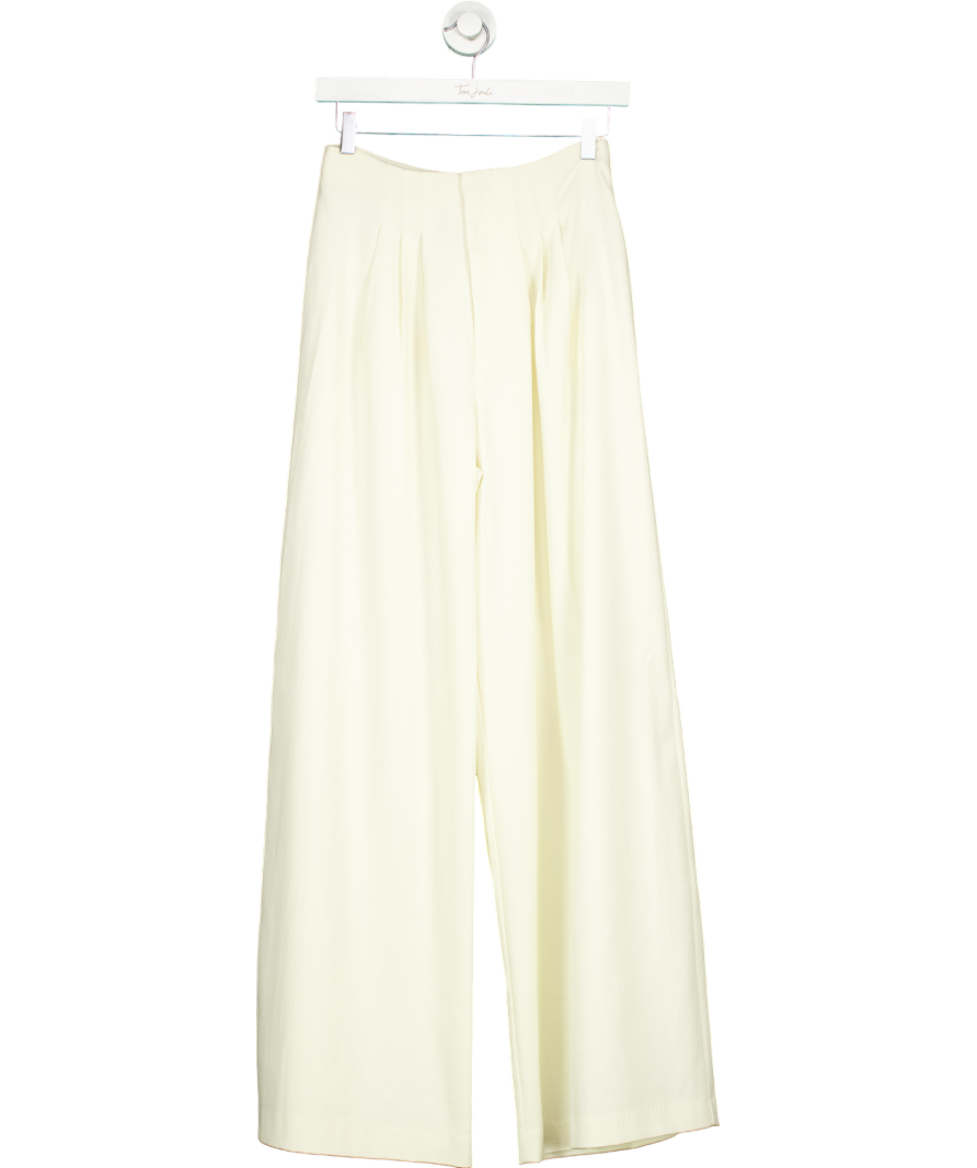 By Malina Cream Diana High Waist Wide Pants UK XS