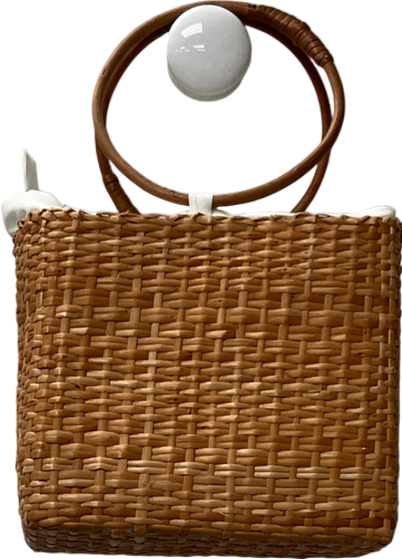Beige Straw Hand Bag One Size