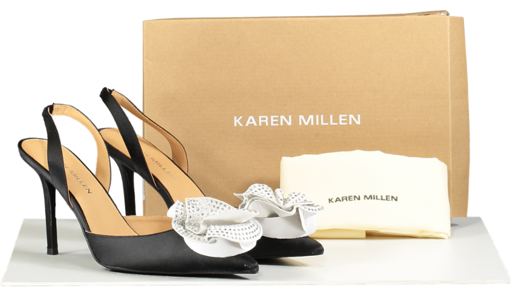 Karen Millen Black Diamante Floral Stiletto Heel UK 6