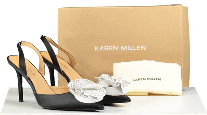 Karen Millen Black Diamante Floral Stiletto Heel UK 6