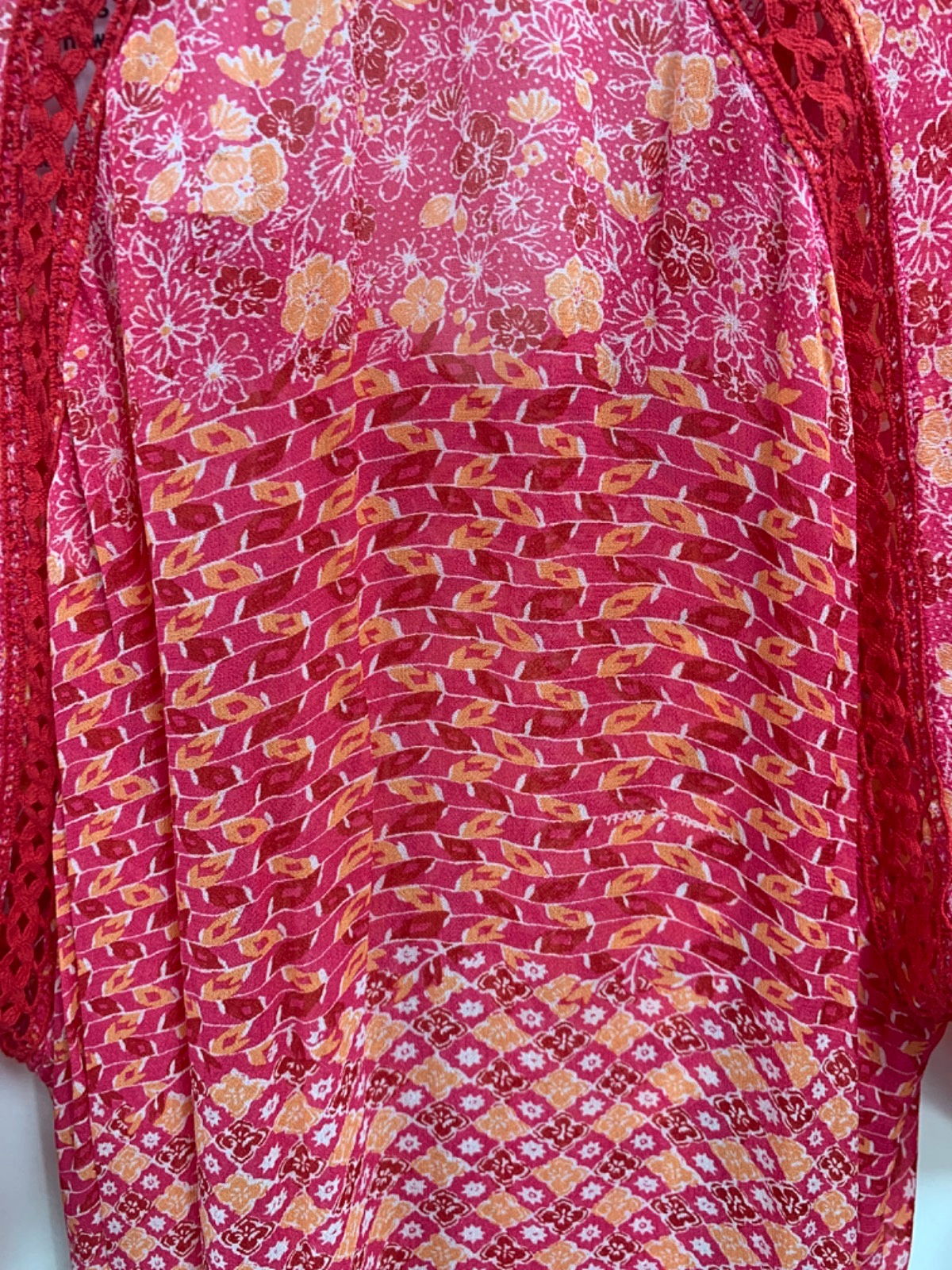 Poupette St Barth Red/Orange Floral Print Dress UK S