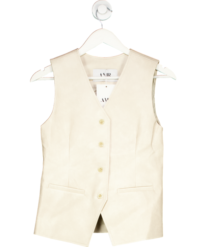 AMR London Cream 100% Leather Tailored Button Waistcoat UK S/M