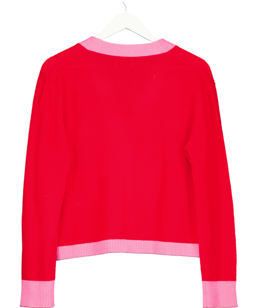 Chloe schuterman Red Colour Block Cashmere Cardigan UK S/M