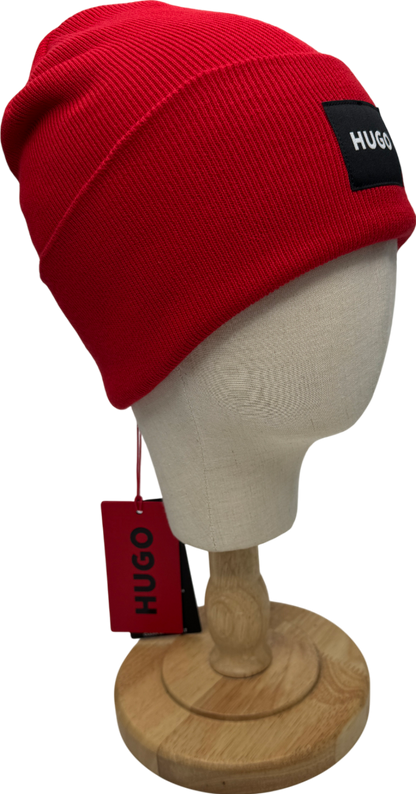 hugo boss Red 100% Cotton Beanie Logo Hat One Size