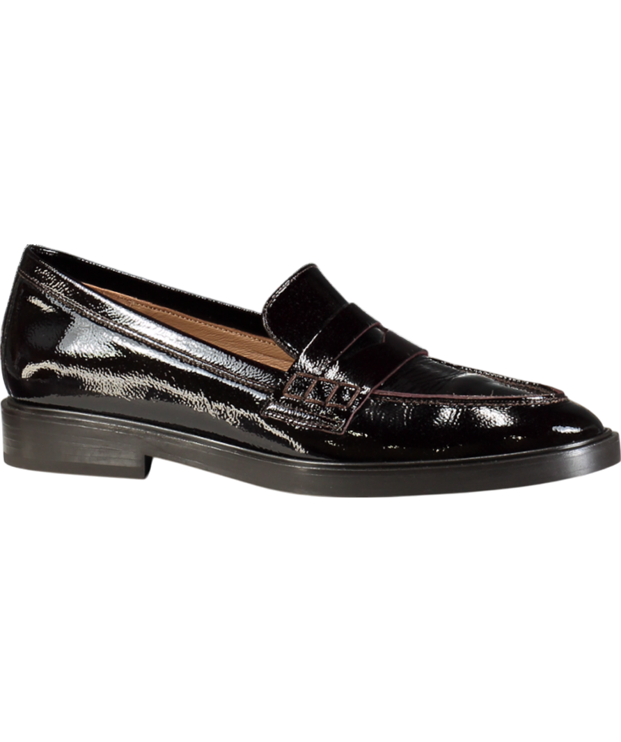 Flattered Brown Sara Leather Patent Burgundy Loafers UK 7 EU 40 👠