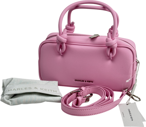 CHARLES & KEITH Sammie Knotted-handle Elongated Bag - Bubble Gum CHARLES & KEITH Sammie Knotted-handle Elongated Bag - Bubble Gum