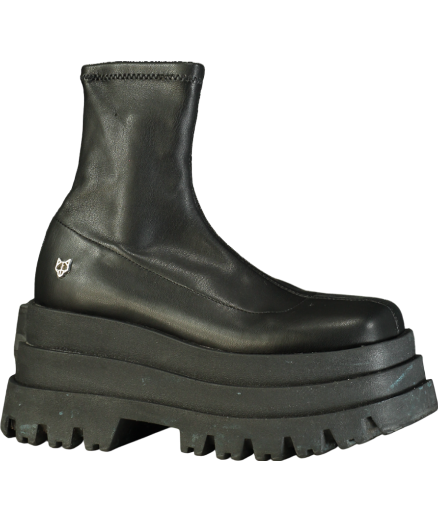 Naked Wolfe Black Sassy Platform Ankle Boot UK 4 EU 37 👠