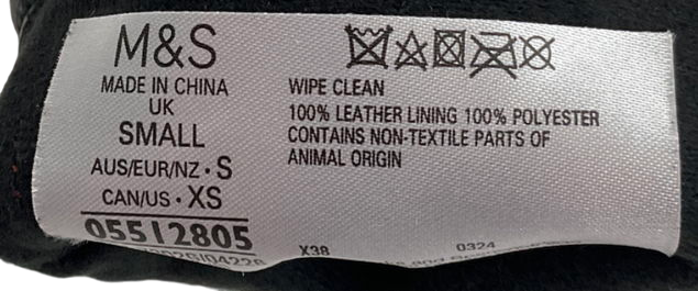 M&S Black Leather Warm Lined Gloves UK S