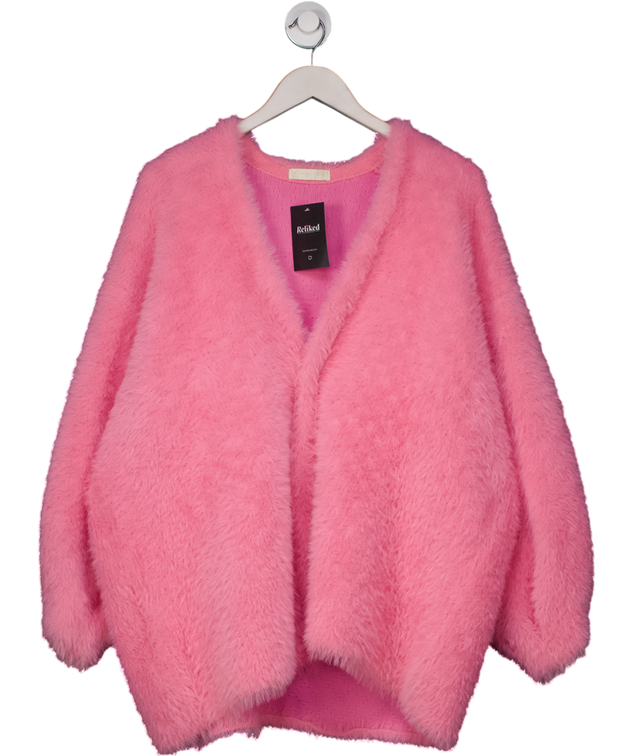 Vita Grace Pink Fluffy Oversized Cardigan One Size
