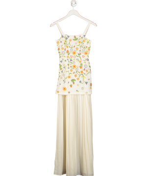 Aarabhi London Cream Embroidered Maxi Dress UK 6
