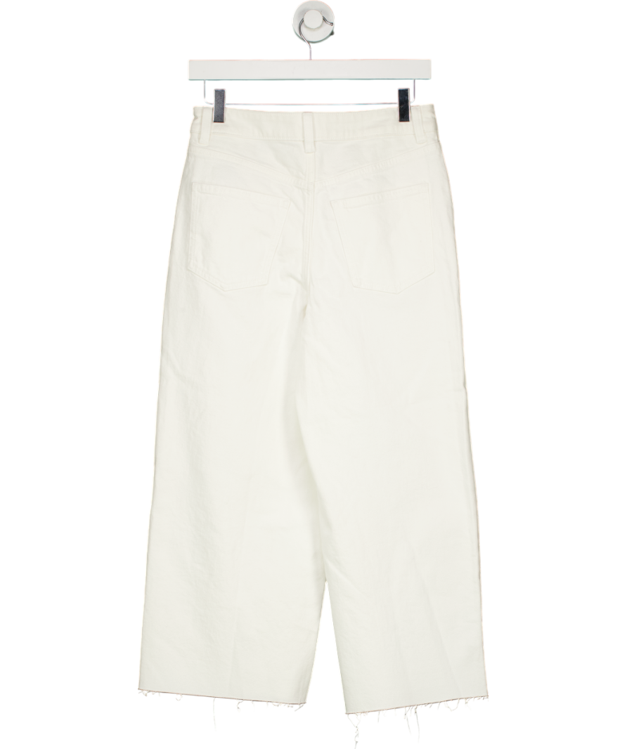 M&S White Short Leg Cropped Wide Leg Jeans UK 8