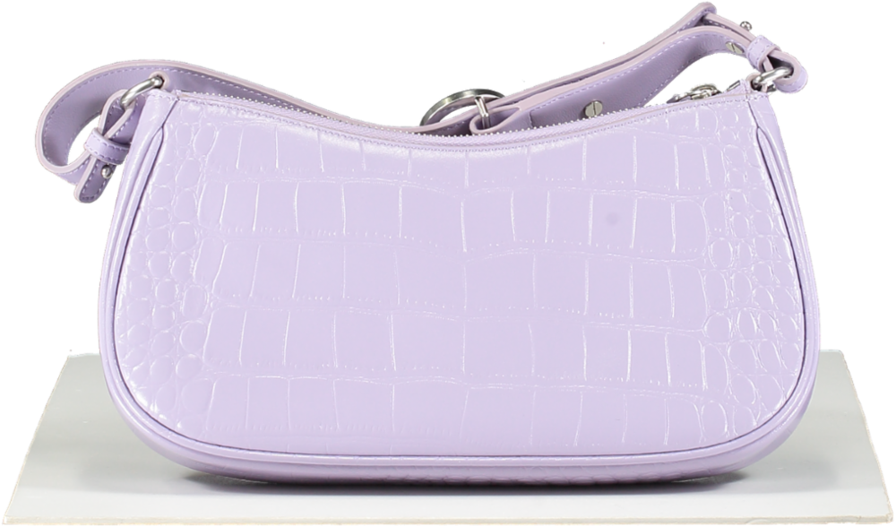 Parisa Wang New York Purple Lilac Croc Embossed Carrie Baguette Bag