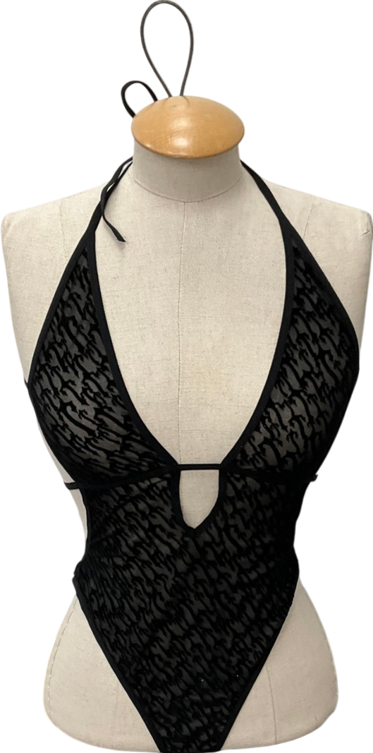 trapstar Black Women’s Jacquard Mesh Halterneck Bodysuit UK S