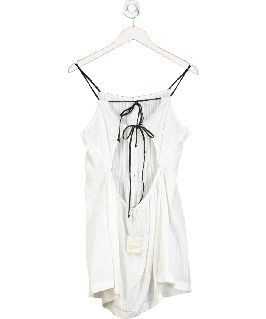 Free People White Open Back Mini Dress With Contrast Tie Detail UK L