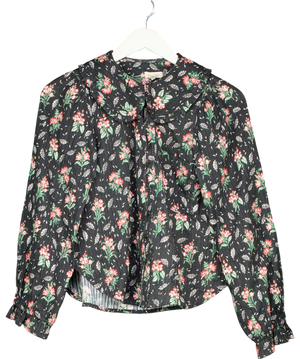 Pilcro Black Collared Pin Tuck Blouse UK XS