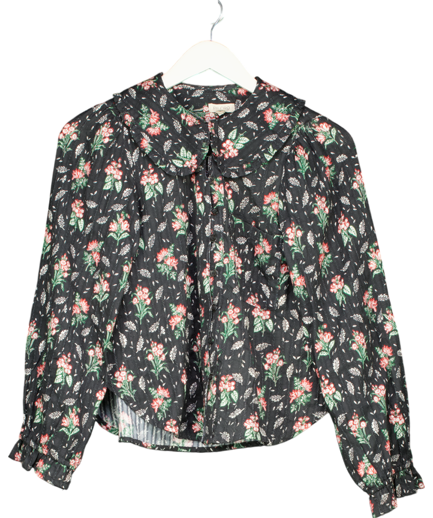 Pilcro Black Collared Pin Tuck Blouse UK XS