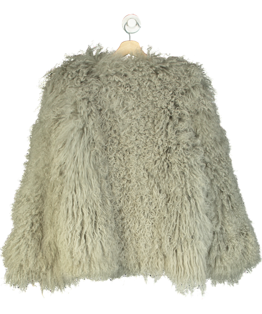 Twenty Fall Grey Cali Mongolian Faux Fur Coat UK XS
