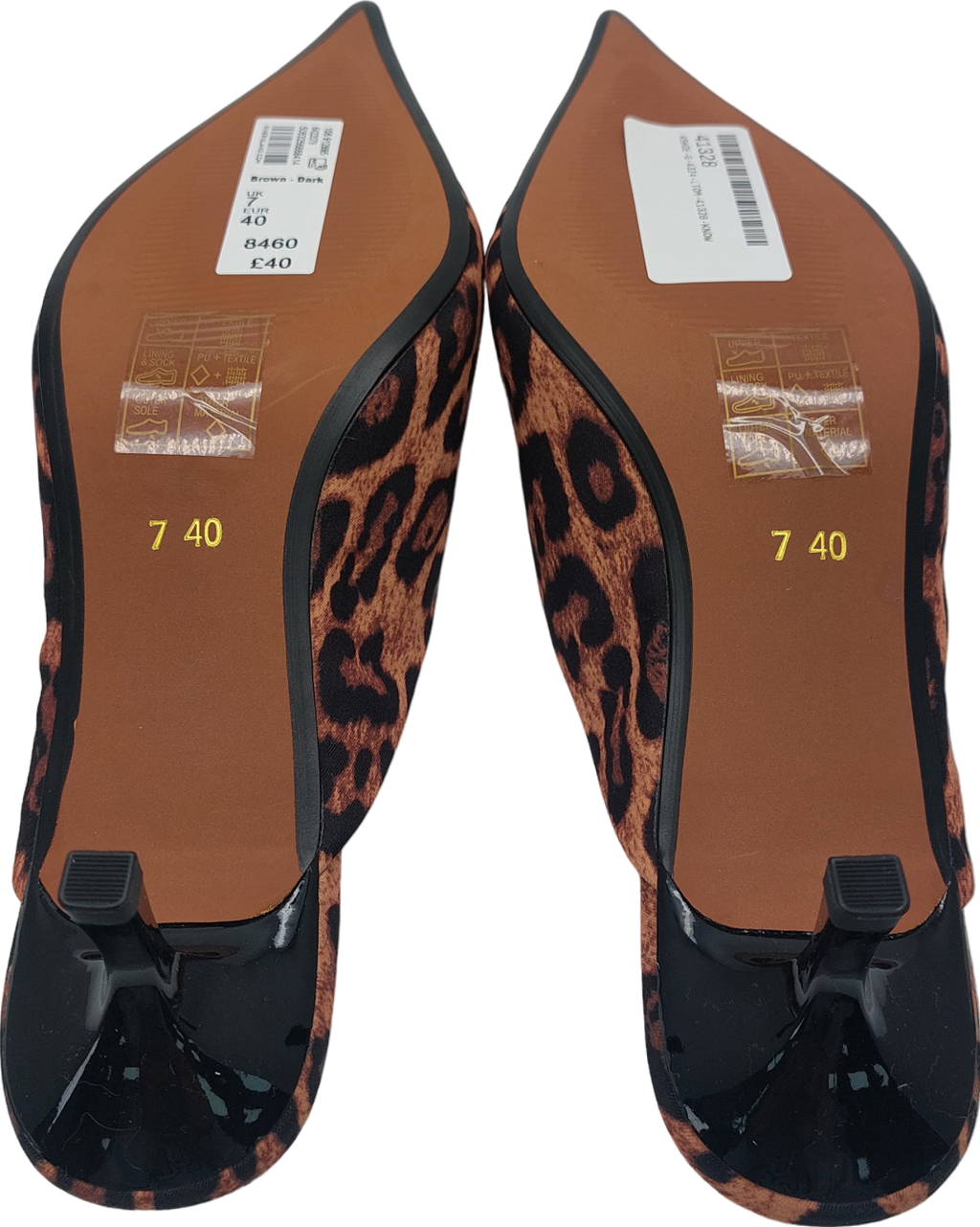 River Island Brown Animal Print Kitten Heel Pumps UK 7 EU 40 👠