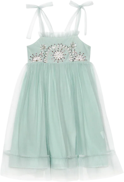 TUTU DU MONDE Dusty Aqua Green Embellished Tulle Dress 6 - 7 Years