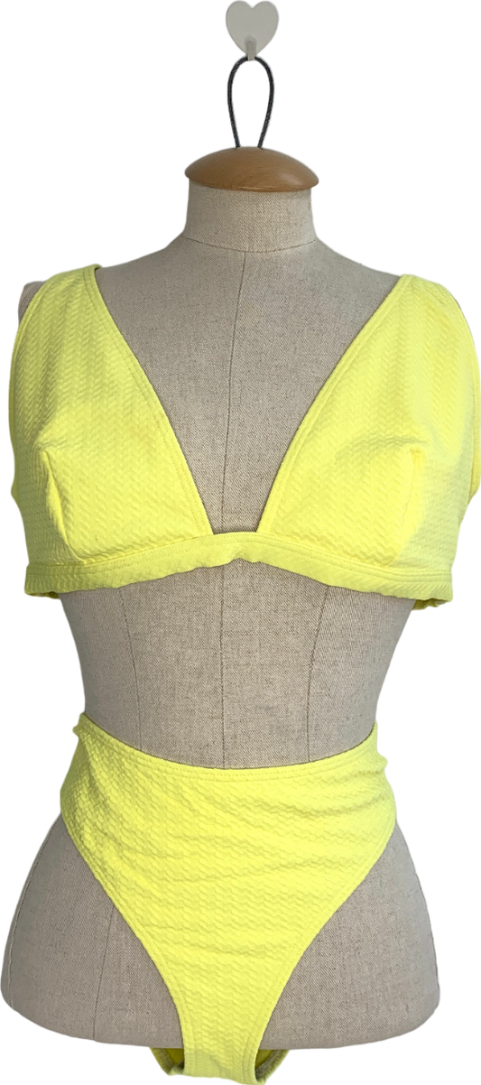 Peek & Beau Yellow Plus Size Textured Bikini UK 16