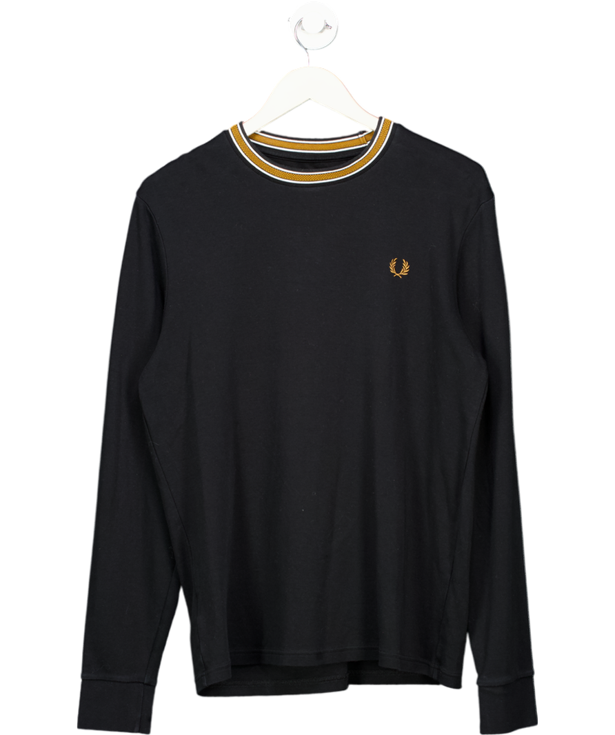 Fred Perry Black Twin Tipped Long Sleeve T-shirt UK M
