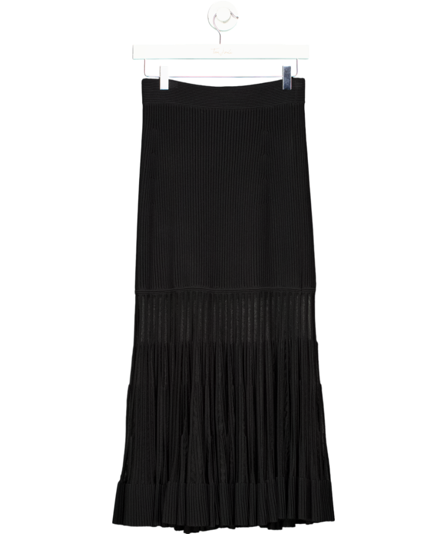 REISS Black Tilly Knitted Sheer Flared Midi Skirt UK XS/S