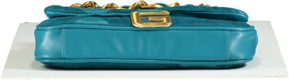 GAëLLE Paris Teal Patchwork Chain Shoulder Bag