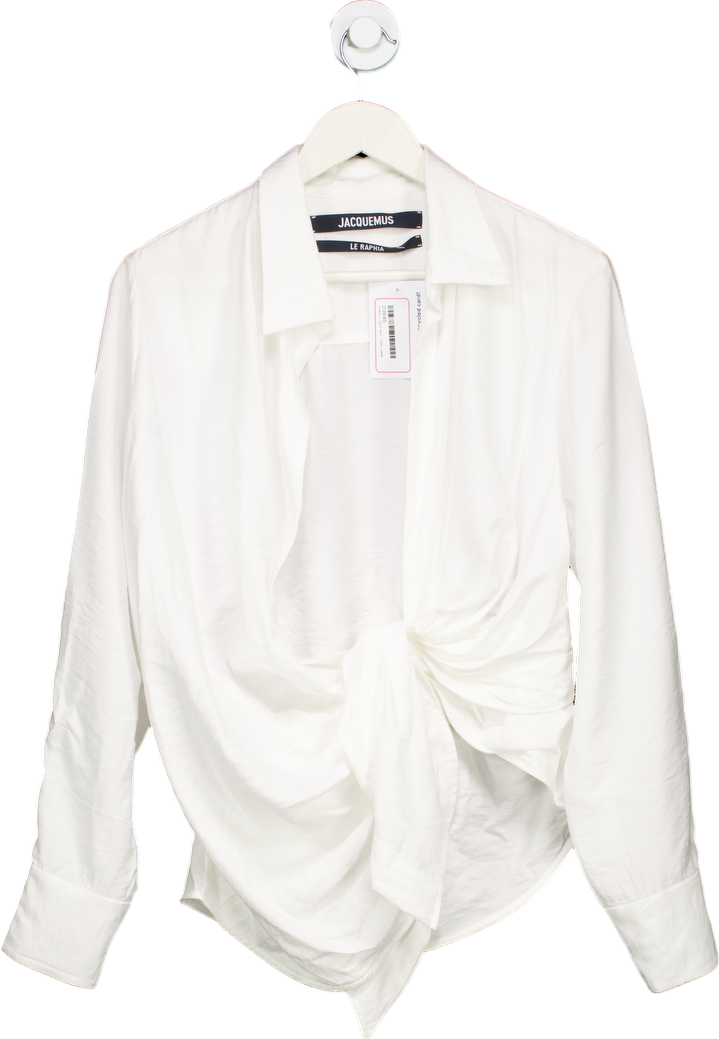 Jacquemus White Le Raphia Draped Shirt EU 38 UK 10