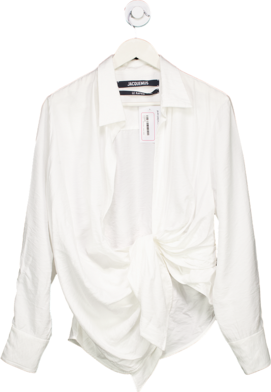 Jacquemus White Le Raphia Draped Shirt EU 38 UK 10