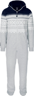 ONEPIECE Marius Onesie 2.0 Grey / Navy Fairisle Jumpsuit UK XXS