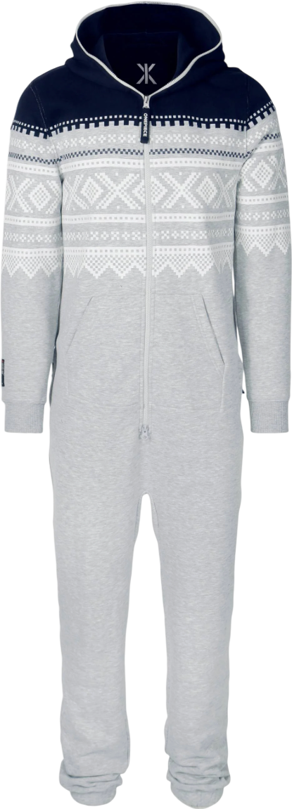 ONEPIECE Marius Onesie 2.0 Grey / Navy Fairisle Jumpsuit UK XXS