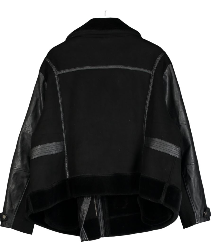 Yours Black Faux Fur Trimmed Jacket UK 26-28