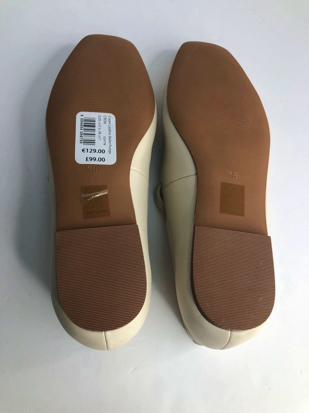 Mint Velvet Cream Leather Ballet Pumps UK 5 EU 38