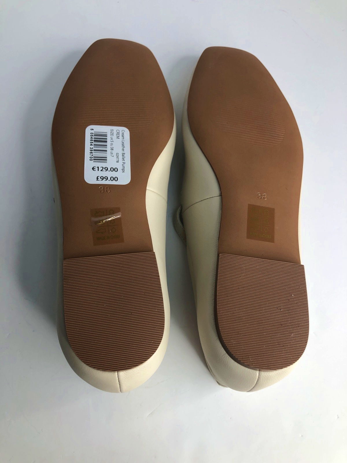 Mint Velvet Cream Leather Ballet Pumps UK 5 EU 38