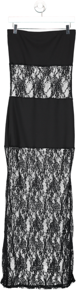 By Esme Rose Black Charlotte Bandeau Lace Maxi Dress UK 10
