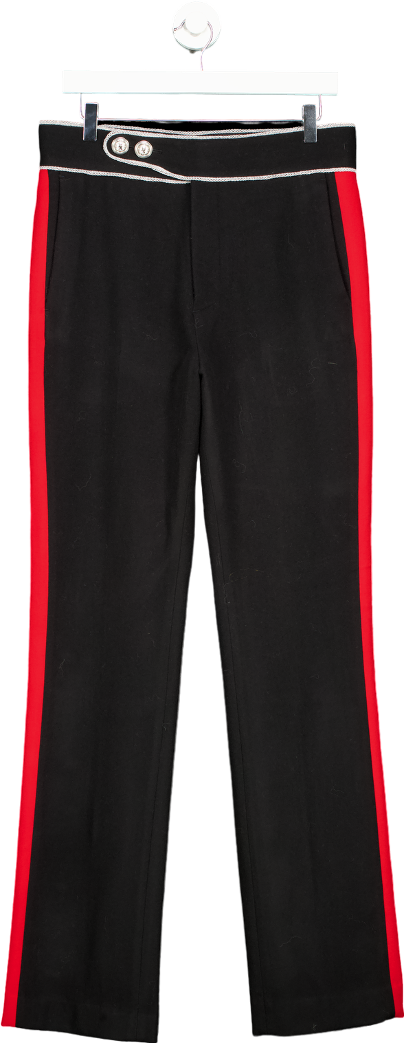 H&M x Paco Rabanne Black Wool Red Side Striped Trousers W33