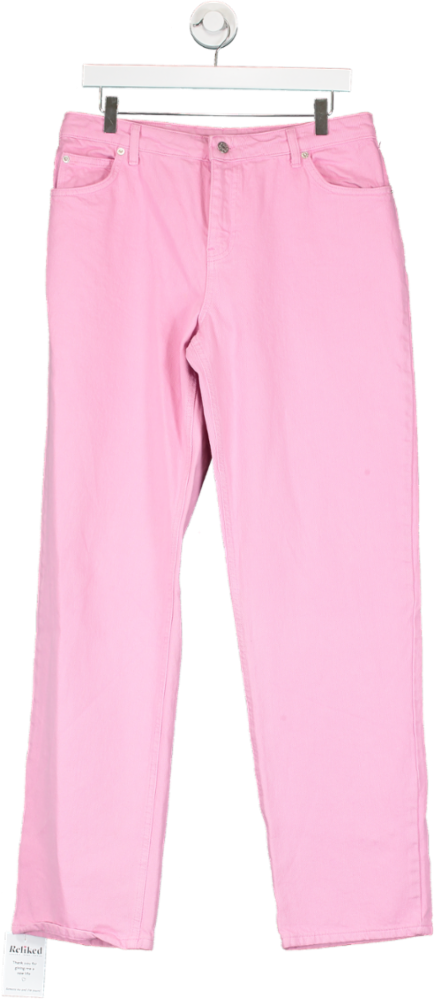 NA-KD Pink Mid Rise Straight Jeans UK S