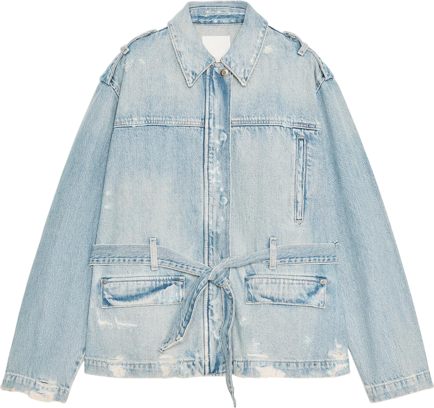 ZARA Blue Belted Denim Jacket UK M