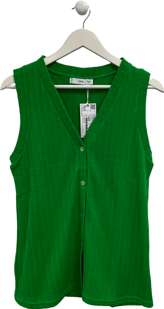 MANGO Green Crochet Waistcoat UK L