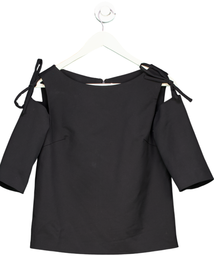 Black Osman Yousefzada Collective Draped Tie Sleeve Blouse UK 8